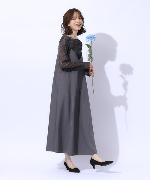 DRESKIP ワンピース ロングシーズン活躍 フレアキャミワンピース