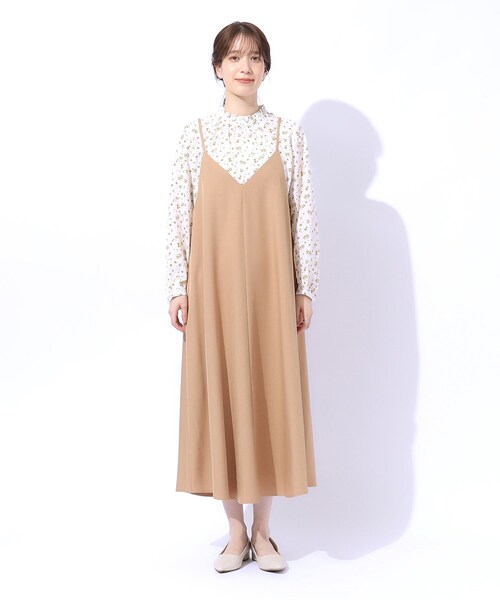 【SinceThen】 フレア キャミソールワンピース ドレス ロング SinceThen高級感シアーキャミワンピース フレア ロング | AMMI