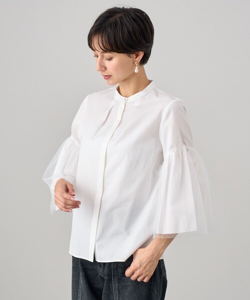ANAYI アナイ　フリルスリーブブラウス　36 ANAYIフリルスリーブ ホワイトブラウス36