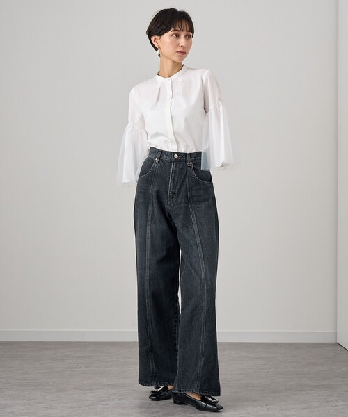 新品未使用　ANAYI アナイ　チュールツートンフラワークルー　ブラウス38 ANAYI - 新品未使用 ANAYI アナイ チュールツートンフラワークルー