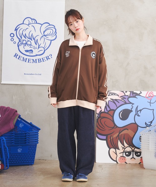 Remember. ジャージ both breasts symbol embroidery high neck