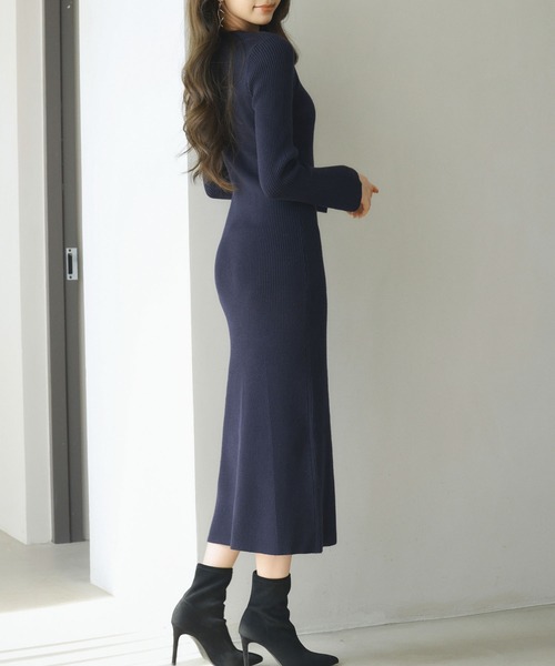 SAISON DE PAPILLON（セゾンドパピヨン） ワンピース 涙開き風ミモレ丈