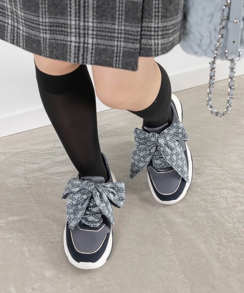 RANDA（ランダ） スニーカー 2WAY モノグラムスカーフリボンスニーカー