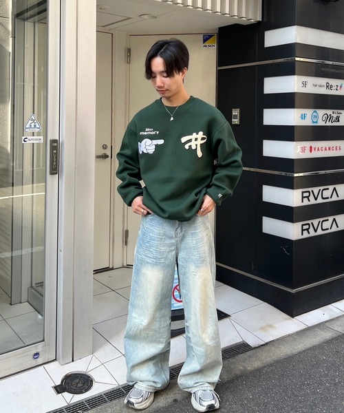 MEMORY トレーナー スウェット 「MEMORY」サガラ刺繍 指ロゴ