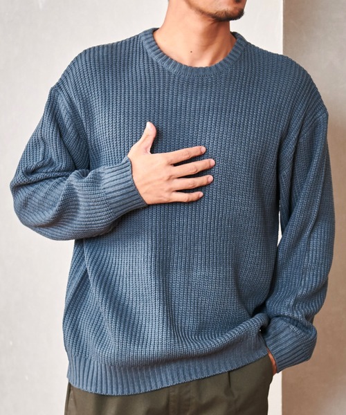 ニット セーター 「CavariA/キャバリア」クルーネックタックスターニット 長袖 レディース メンズ CavariA【キャバリア】クルーネック タックスターニット/全2色