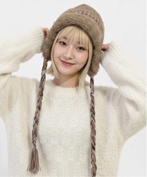 ニット帽 ニットキャップ 「HIKA」モヘアボーダーニットCAP レディース