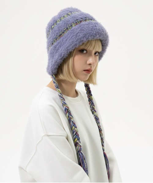 ニット帽 ニットキャップ 「HIKA」モヘアボーダーニットCAP レディース