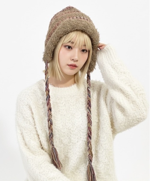 ニット帽 ニットキャップ 「HIKA」モヘアボーダーニットCAP レディース