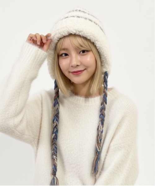ニット帽 ニットキャップ 「HIKA」モヘアボーダーニットCAP レディース
