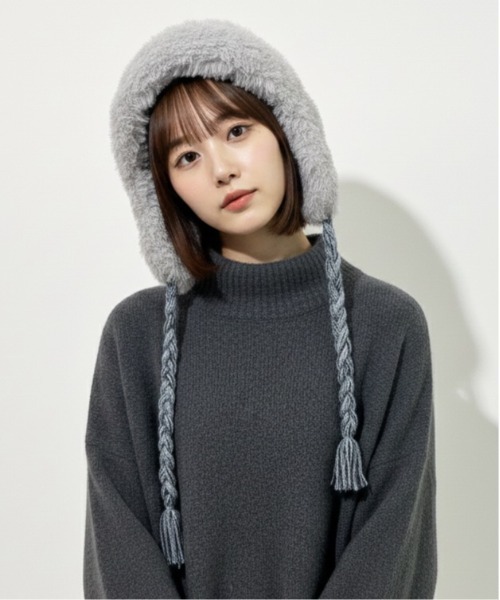 ニット帽 ニットキャップ 「HIKA」モヘアボーダーニットCAP レディース