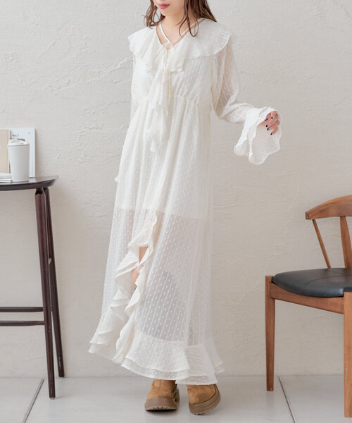 CHICWISH★ラッフルアシンメトリーカシュクールワンピース☆ Chico ワンピース アシメフリルラッフルワンピース : ZOZOTOWN
