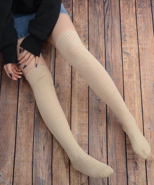 TONE SELECT GOODS 靴下 「float」無地 リブ ニーハイソックス「9色
