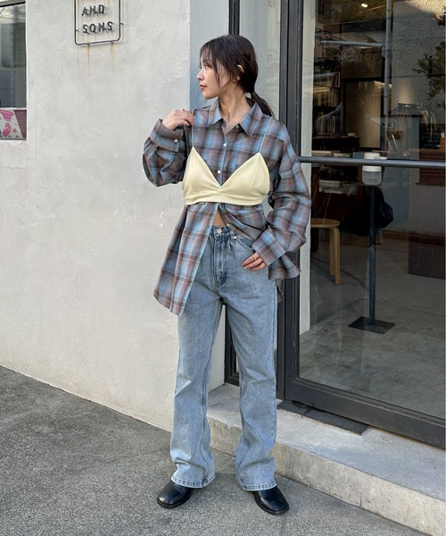 ブラウス シャツ ビスチェセットベロアシャツ レディース シャツ ビスチェ レディース 2点セット 春秋 長袖 ストライプ