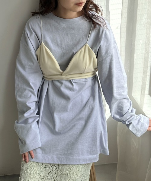 ブラウス シャツ ビスチェセットベロアシャツ レディース RANDA ブラウス シャツ ラッフルフリルビスチェ＆ブラウスセット