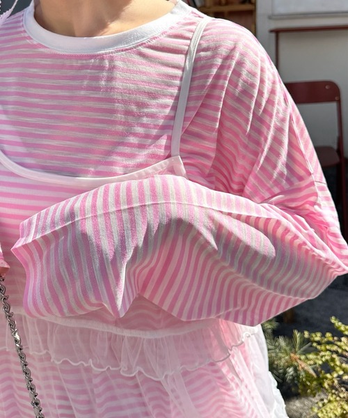 Alley Tokyo tシャツ シアーボーダーゆるロンT レディース : ZOZOTOWN