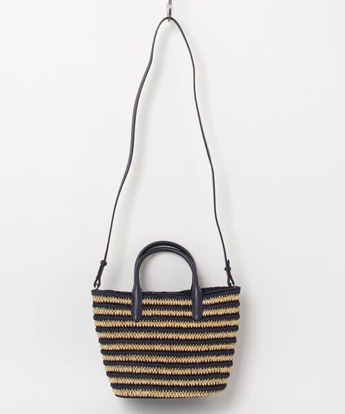 爽やか◎*LAUREN RALPH LAUREN* ストライプ ストロー Brieトート ストライプド ストロー ミディアム Brie トート バッグ （トート