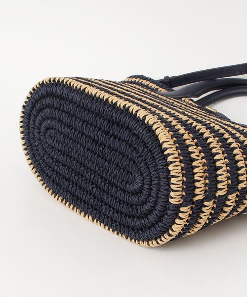 【RALPH LAUREN】ストライプド ストロー M Brie トート バッグ Striped Straw Medium Brie Tote Bag