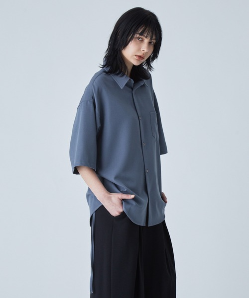 シャツ 半袖 「VELNUS」Side cord design loose short sleeve regular collar shirt/サイドコードデザイン ルーズ半袖レギュラーカラーシャツ | VELNUS | 05