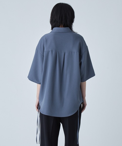 シャツ 半袖 「VELNUS」Side cord design loose short sleeve regular collar shirt/サイドコードデザイン ルーズ半袖レギュラーカラーシャツ | VELNUS | 06