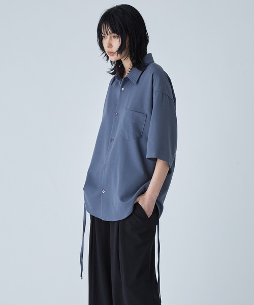 シャツ 半袖 「VELNUS」Side cord design loose short sleeve regular collar shirt/サイドコードデザイン ルーズ半袖レギュラーカラーシャツ | VELNUS | 08