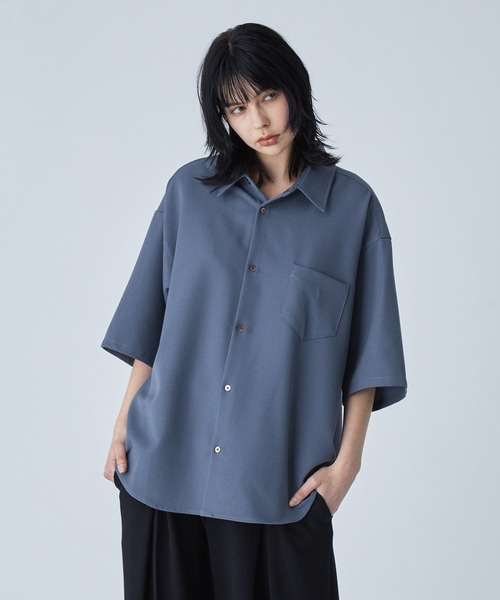 シャツ 半袖 「VELNUS」Side cord design loose short sleeve regular collar shirt/サイドコードデザイン ルーズ半袖レギュラーカラーシャツ | VELNUS | 09