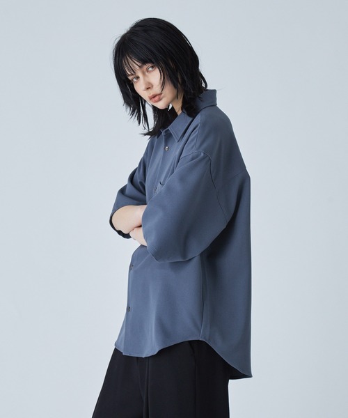 シャツ 半袖 「VELNUS」Side cord design loose short sleeve regular collar shirt/サイドコードデザイン ルーズ半袖レギュラーカラーシャツ | VELNUS | 11