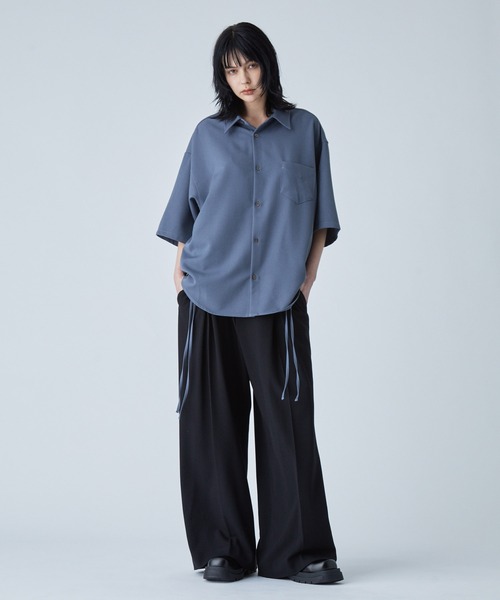 シャツ 半袖 「VELNUS」Side cord design loose short sleeve regular collar shirt/サイドコードデザイン ルーズ半袖レギュラーカラーシャツ | VELNUS | 13