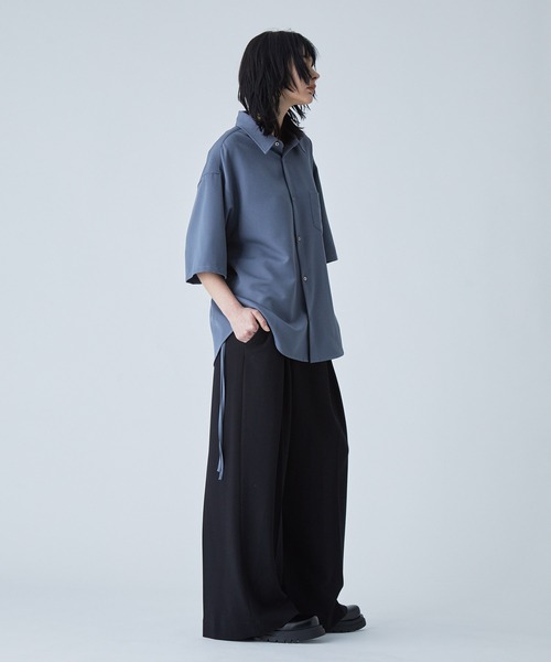 シャツ 半袖 「VELNUS」Side cord design loose short sleeve regular collar shirt/サイドコードデザイン ルーズ半袖レギュラーカラーシャツ | VELNUS | 14