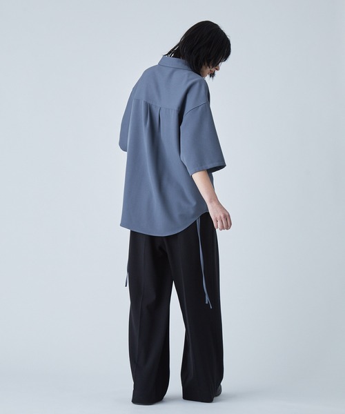 シャツ 半袖 「VELNUS」Side cord design loose short sleeve regular collar shirt/サイドコードデザイン ルーズ半袖レギュラーカラーシャツ | VELNUS | 15