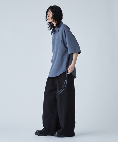 シャツ 半袖 「VELNUS」Side cord design loose short sleeve regular collar shirt/サイドコードデザイン ルーズ半袖レギュラーカラーシャツ | VELNUS | 16