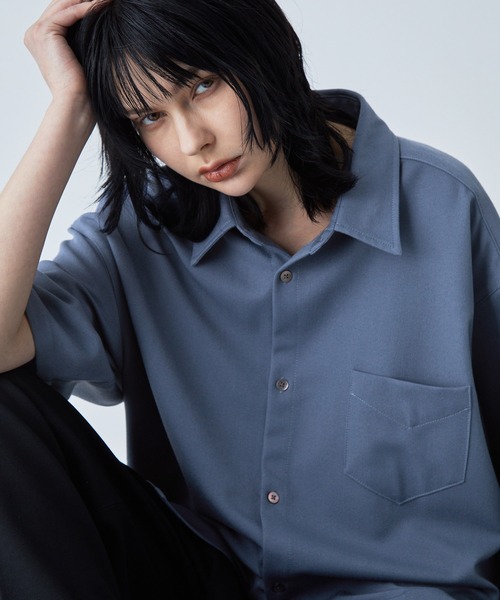 シャツ 半袖 「VELNUS」Side cord design loose short sleeve regular collar shirt/サイドコードデザイン ルーズ半袖レギュラーカラーシャツ | VELNUS | 21