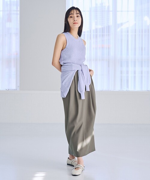 L.elu スカート　グレー Emma（エマ） スカート リバーシブルファスナーロングスカート