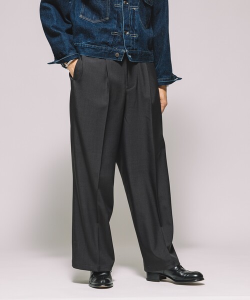 FREAK'S STORE CAHLUMN カラウム タック スラックスパンツ FREAK'S STORE CAHLUMN カラウム タックスラックスパンツ 黒