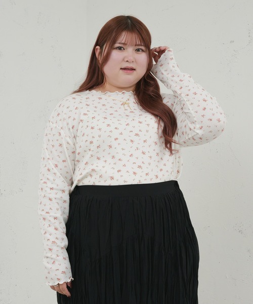 Louiosy tシャツ 「大きいサイズ」 ワッフル花柄プリント