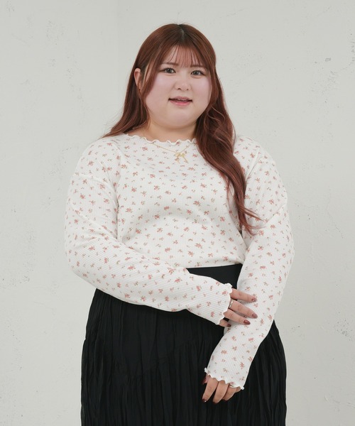 Louiosy（ルオシー） tシャツ 「大きいサイズ」 ワッフル花柄プリント