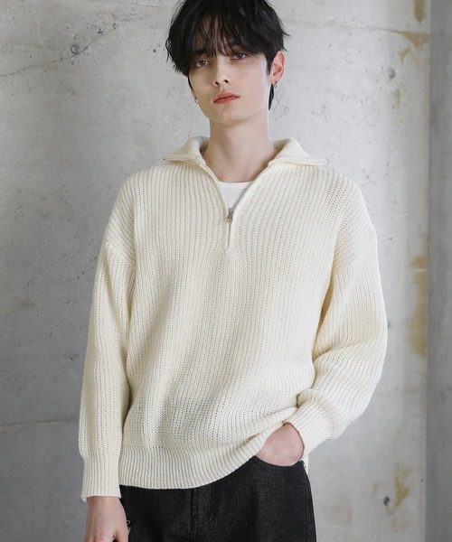 ASTRONOMY セーター ニット 畦編みハーフZIPニット メンズ : ZOZOTOWN