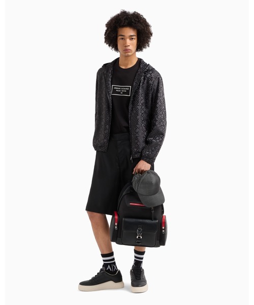 ARMANI EXCHANGE ✨ノーカラー切り替えジャケット　ボア　伸縮性 ARMANI EXCHANGE A|X アルマーニ エクスチェンジ ナイロン