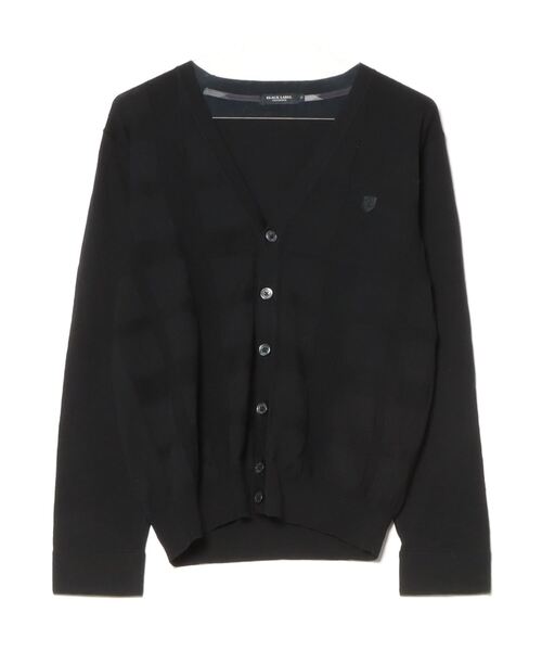 バーバリーブラックレーベル　定価6万円　ケーブルニットショールカーディガン　黒M BLACK LABEL CRESTBRIDGE（ブラックレーベル クレストブリッジ