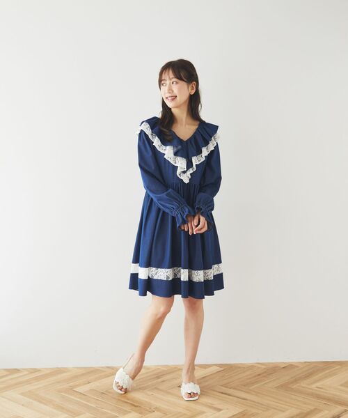 美品♡ALBINAbyGOLDS ハートおりぼん総レースワンピ 2way PK Areeam（アリーム） ワンピース ダンガリーレースワンピース