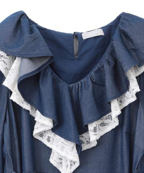美品♡ALBINAbyGOLDS ハートおりぼん総レースワンピ 2way PK Areeam（アリーム） ワンピース ダンガリーレースワンピース