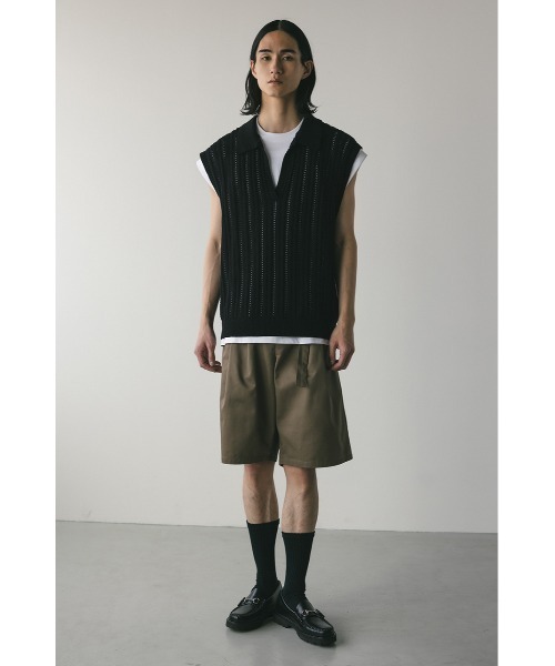 STYLEMIXER セーター ニット クロシェニットベスト メンズ
