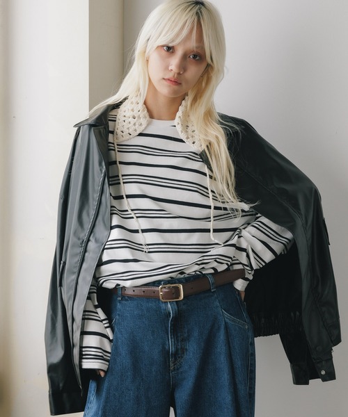 tシャツ EMILY IN PARIS × FUDGE / STRIPE L/S TEE レディース