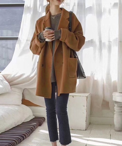 「Amulet」 チェスターコート X-LARGE キャメル レディース_画像4