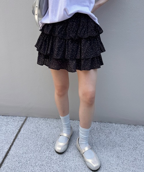 SOLLON.（ソルロン） スカート ドット柄ティアードミニスカパン