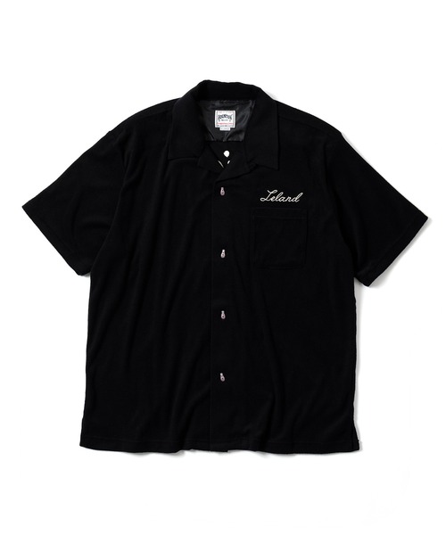 HOUSTON パイル素材ブラック ボーリングシャツ HOUSTON シャツ 「HOUSTON」PILE BOWLING SHIRT パイル