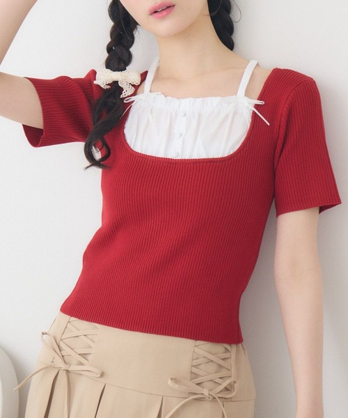 Emsexcite（エムズエキサイト） ニット セーター リボン付き切替リブNT