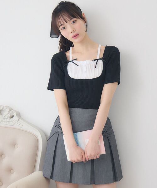 Emsexcite（エムズエキサイト） ニット セーター リボン付き切替リブNT