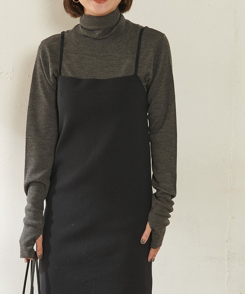 「SHENERY」 タートルネックニット FREE ライトグレー レディース_画像5