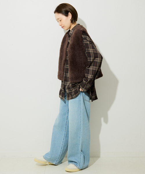 SLOBE IENA ベスト ジレ フェイクファーニットベスト レディース