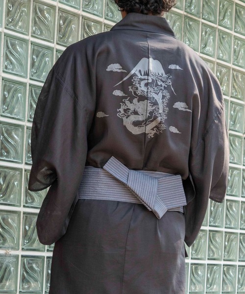 浴衣 「接触冷感浴衣/兵児帯2点セット」すぐに使える！メンズ作り帯